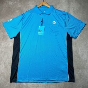 NEW Image Authority AT&T Polo Shirt Mens 3XL Blue Navy Colorblock Workwear